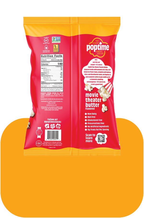 Poptime Movie Theater Butter Popcorn – 4.75oz –  Case of 4